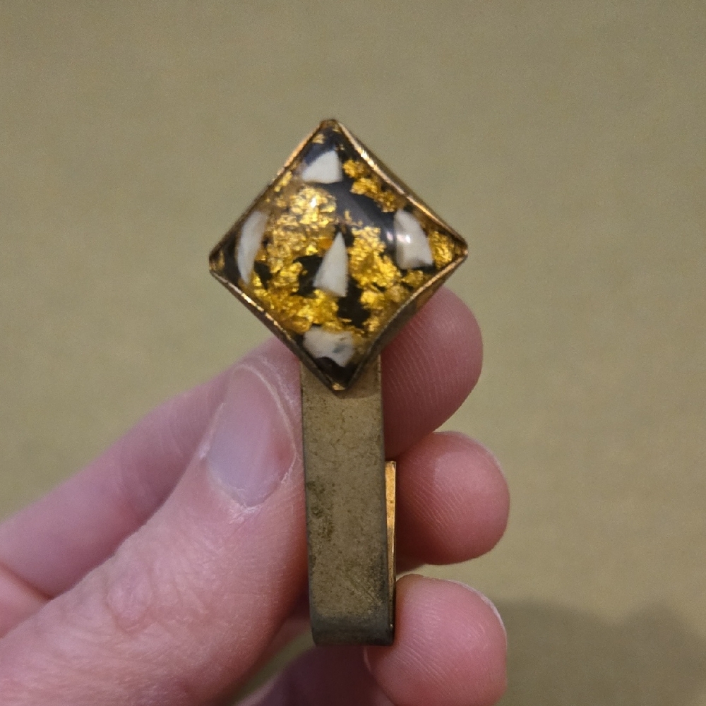 Gold and Black Gold Flake Tie Clip